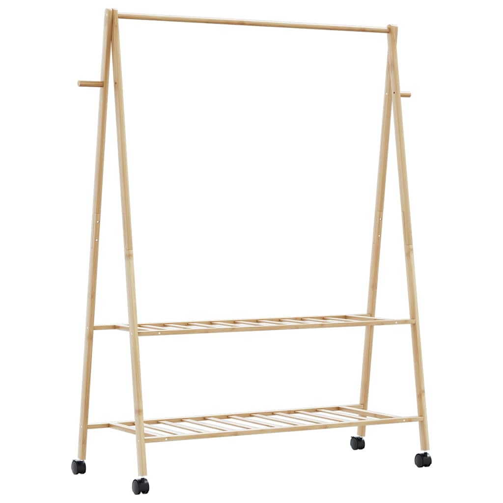 Kleiderständer mit Ablagen und Rollen 96x45,5x155,5 cm Bambus