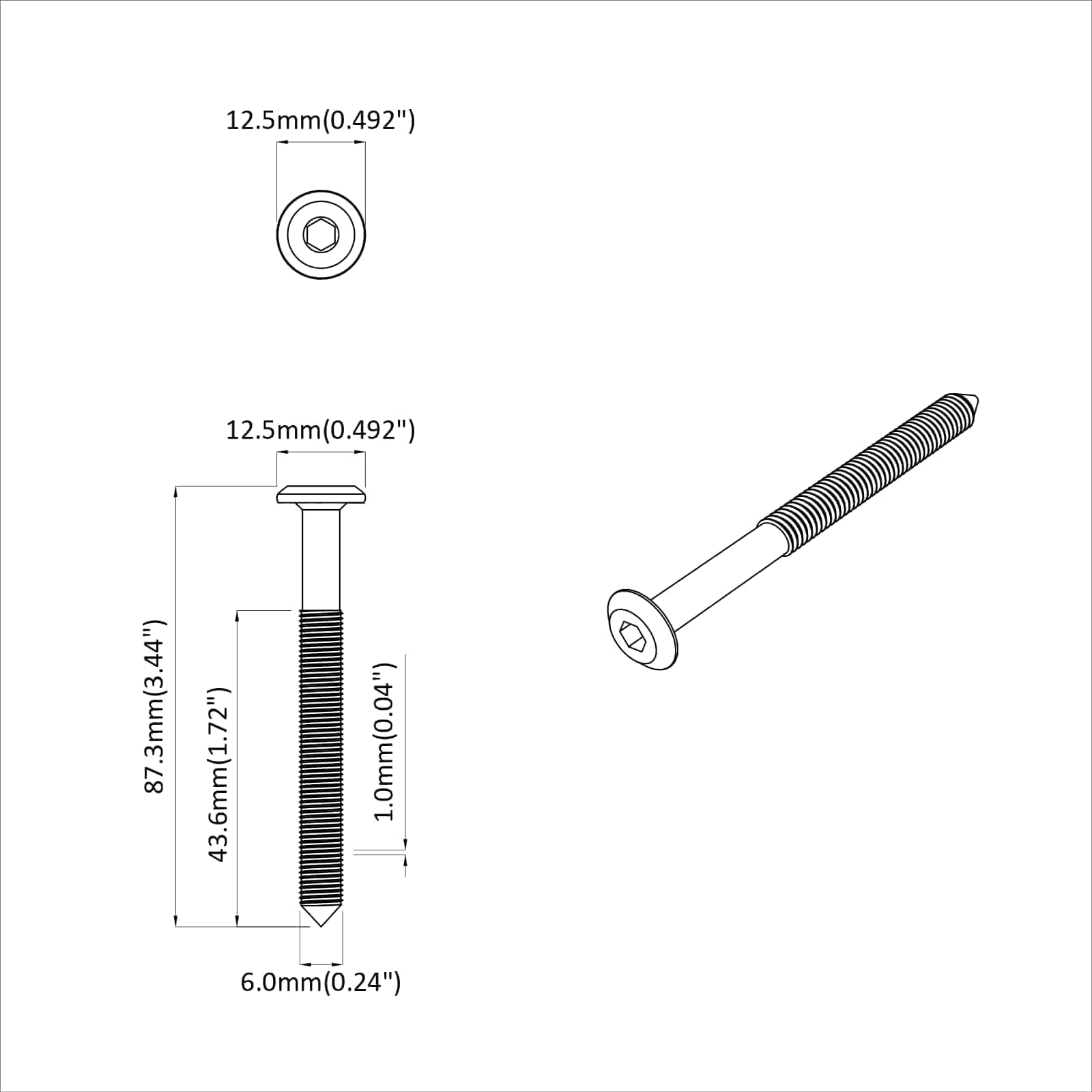 Schraube 2 pcs Silber M6 x 50 mm Stahl