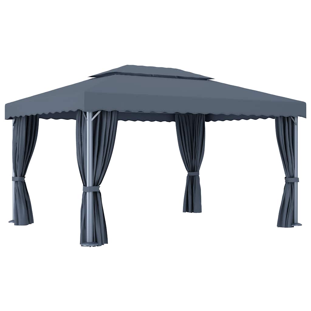 Pavillon mit Vorhang 4x3 m Cremeweiß Aluminium