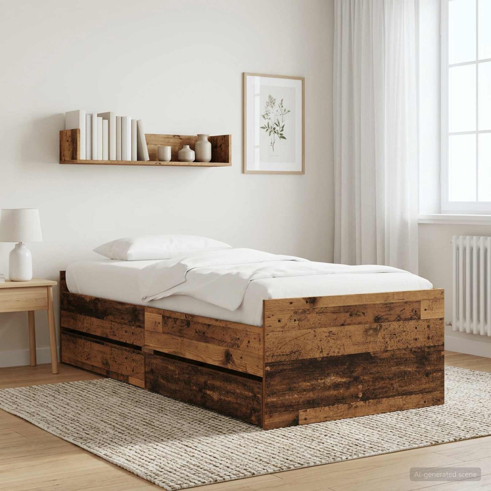 Bett mit Schubladen Braun Eiche-Optik 75x190 cm