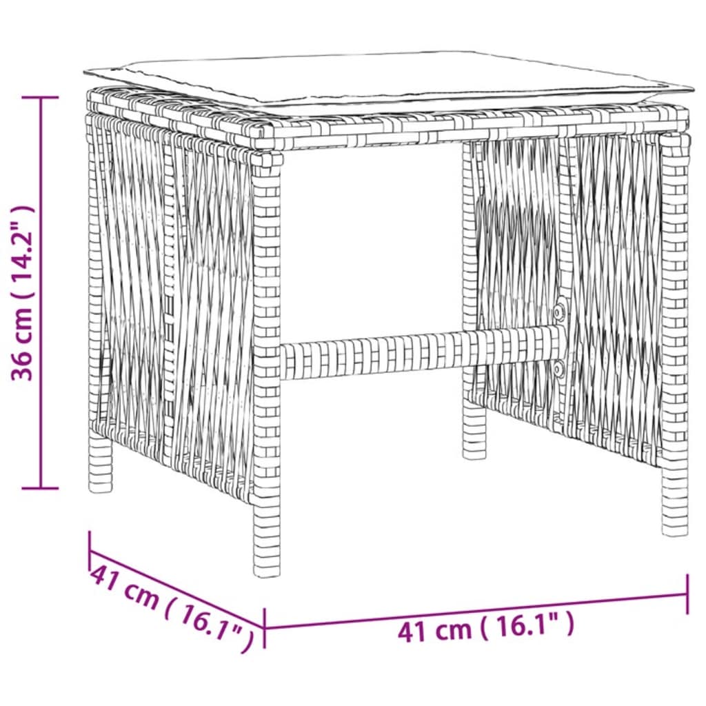 Gartenhocker mit Kissen 4 Stk. Schwarz 41x41x36 cm Poly Rattan