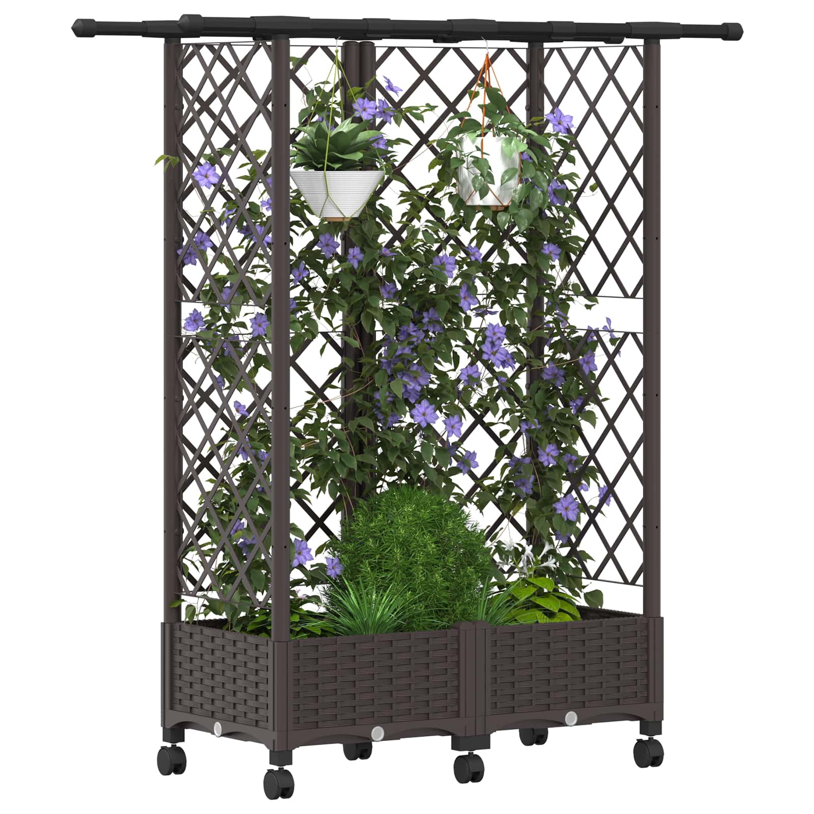 Hochbeet mit Rankgitter und Dach Braun 124 x 40 x 123 cm PP