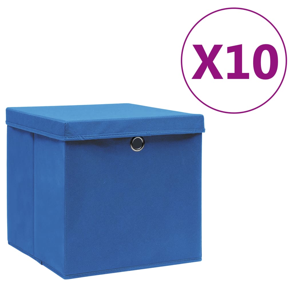 Aufbewahrungsboxen mit Deckeln 10 Stk. 28x28x28 cm Schwarz