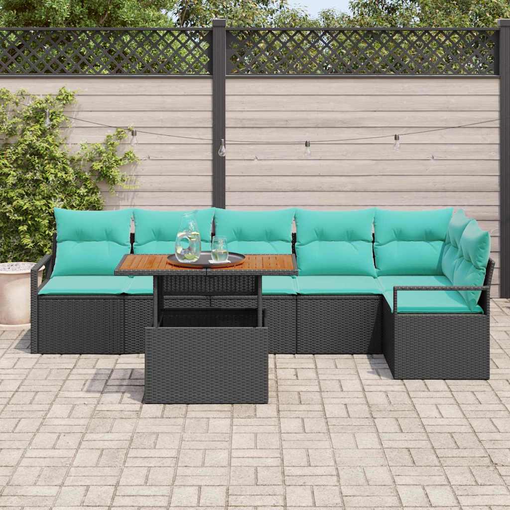 Garten Essgruppe mit Kissen 7 pcs Grau und Marineblau