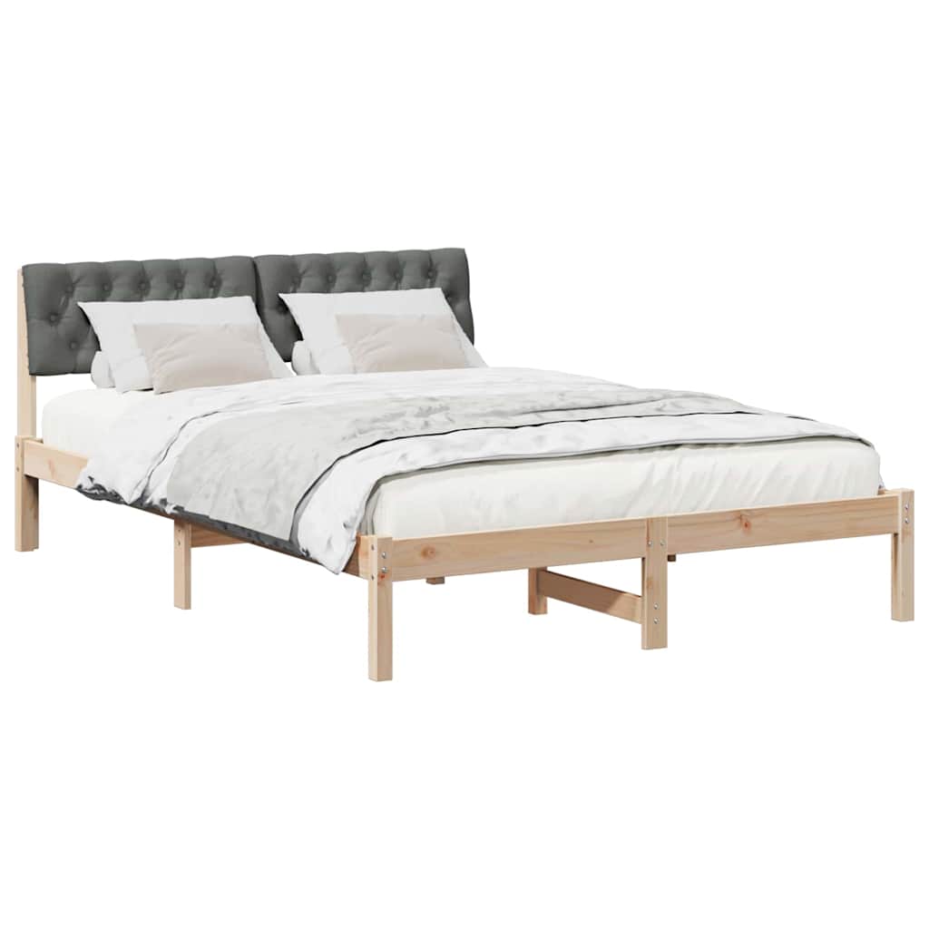 Bettgestell Braun und hellgrau 200 x 200 cm Massivholz Kiefer
