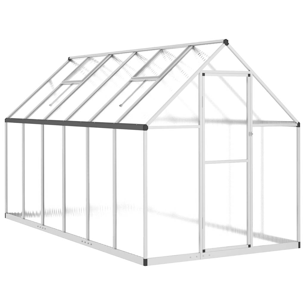 Gewächshaus mit Fundamentrahmen Silber 334x169x202cm Aluminimum