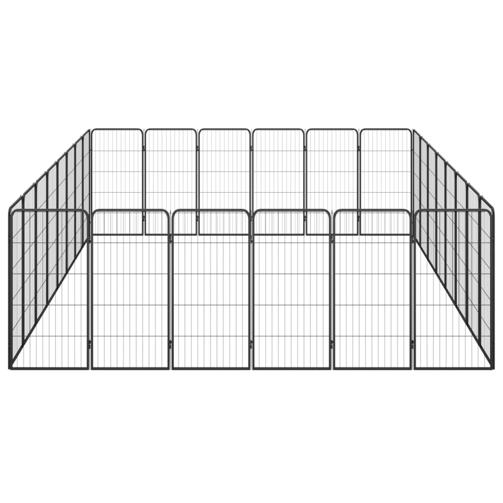 4-tlg. Hundelaufstall Schwarz 50x100cm Stahl Pulverbeschichtung