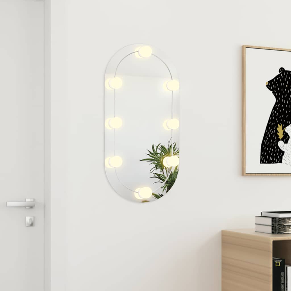 Spiegel mit LED-Leuchten 60x30 cm Glas Oval