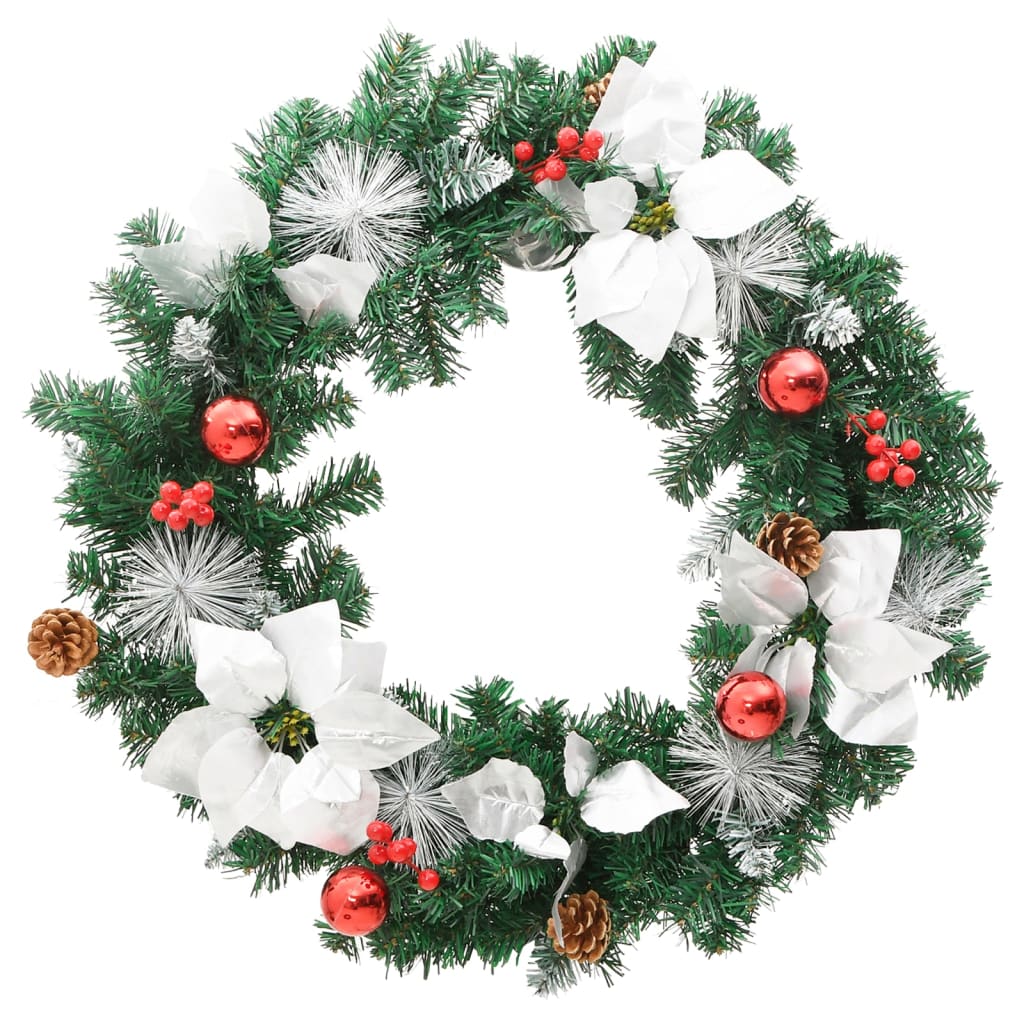 Weihnachtskranz mit LED-Lichtern Grün 60 cm PVC