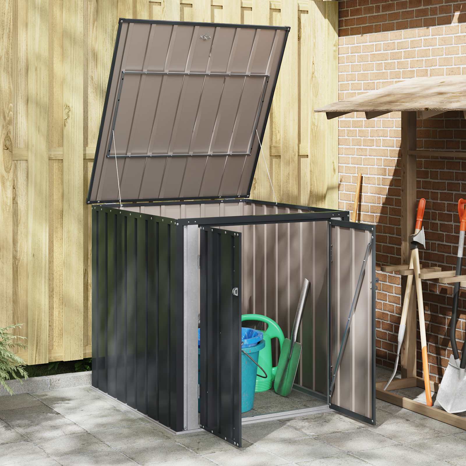Gartenlagerbox Schwarz 101,5 x 57 x 100,5 cm Stahl