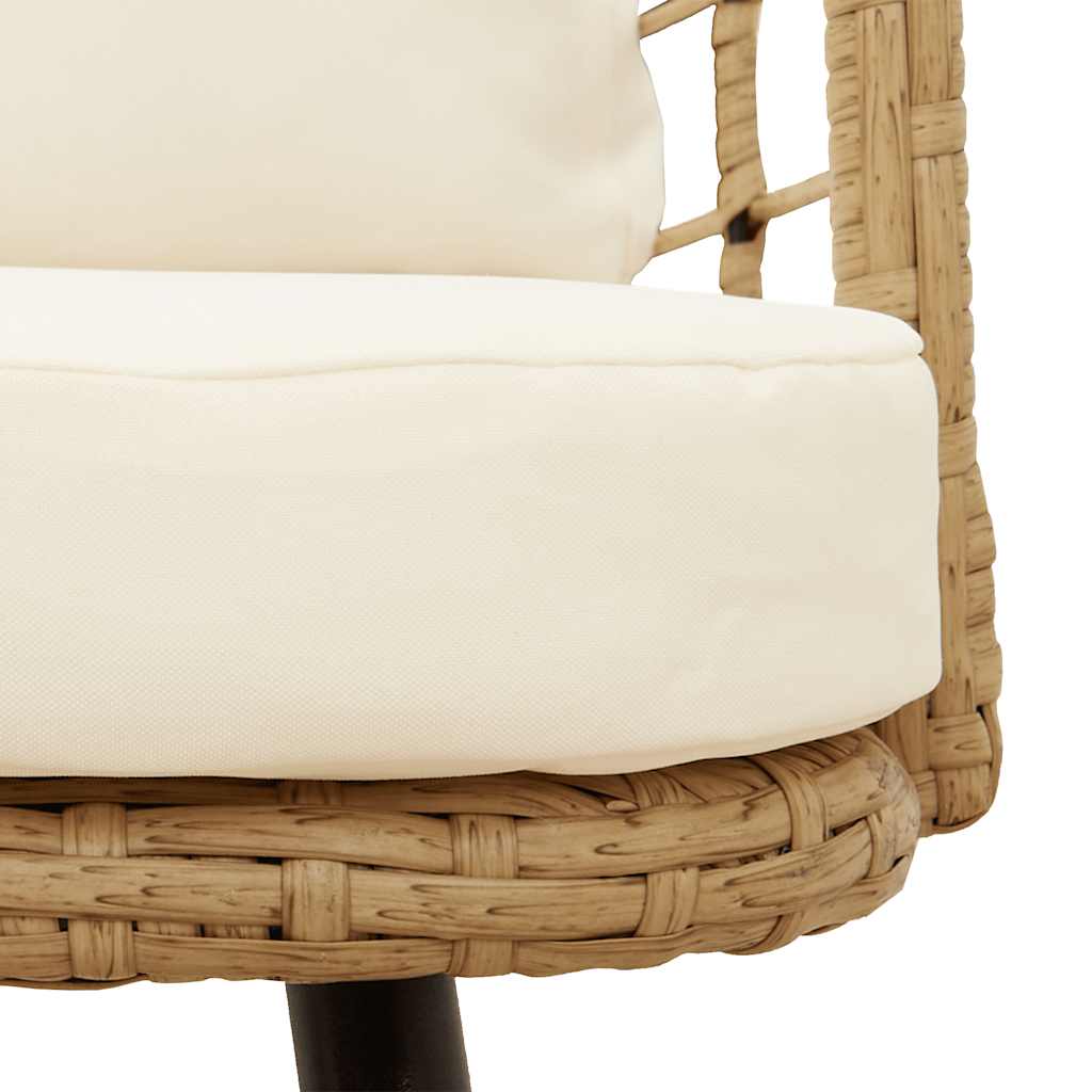 Gartensessel mit Kissen Schwarz Poly Rattan