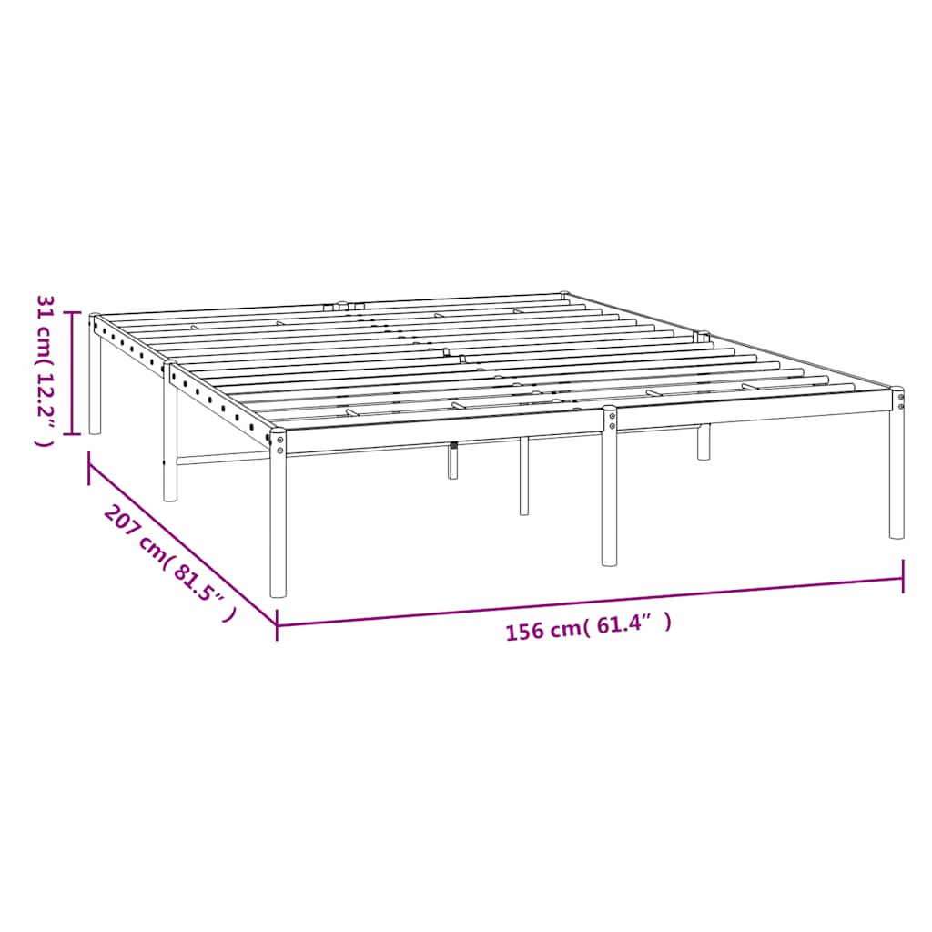Bettgestell Metall Schwarz 75x190 cm