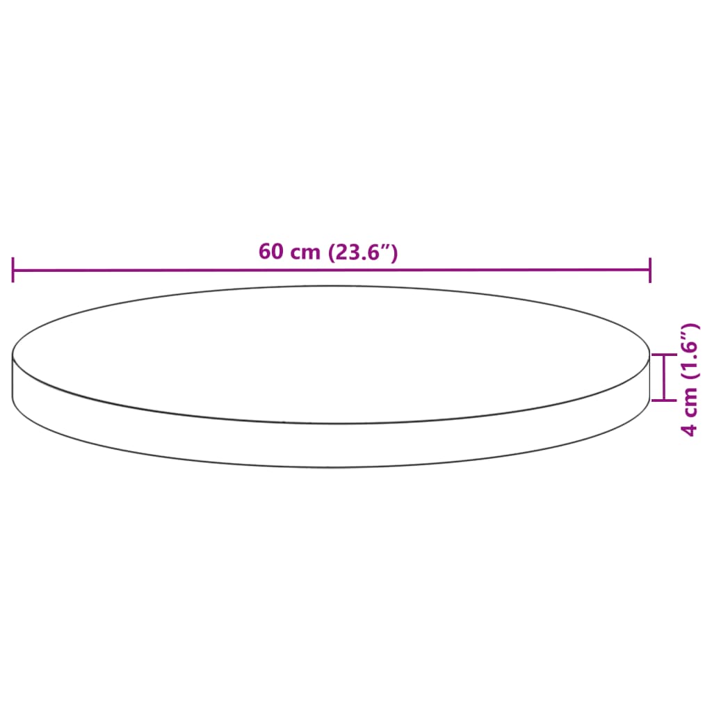 Tischplatte Rund Ø40x2 cm Massivholz Akazie