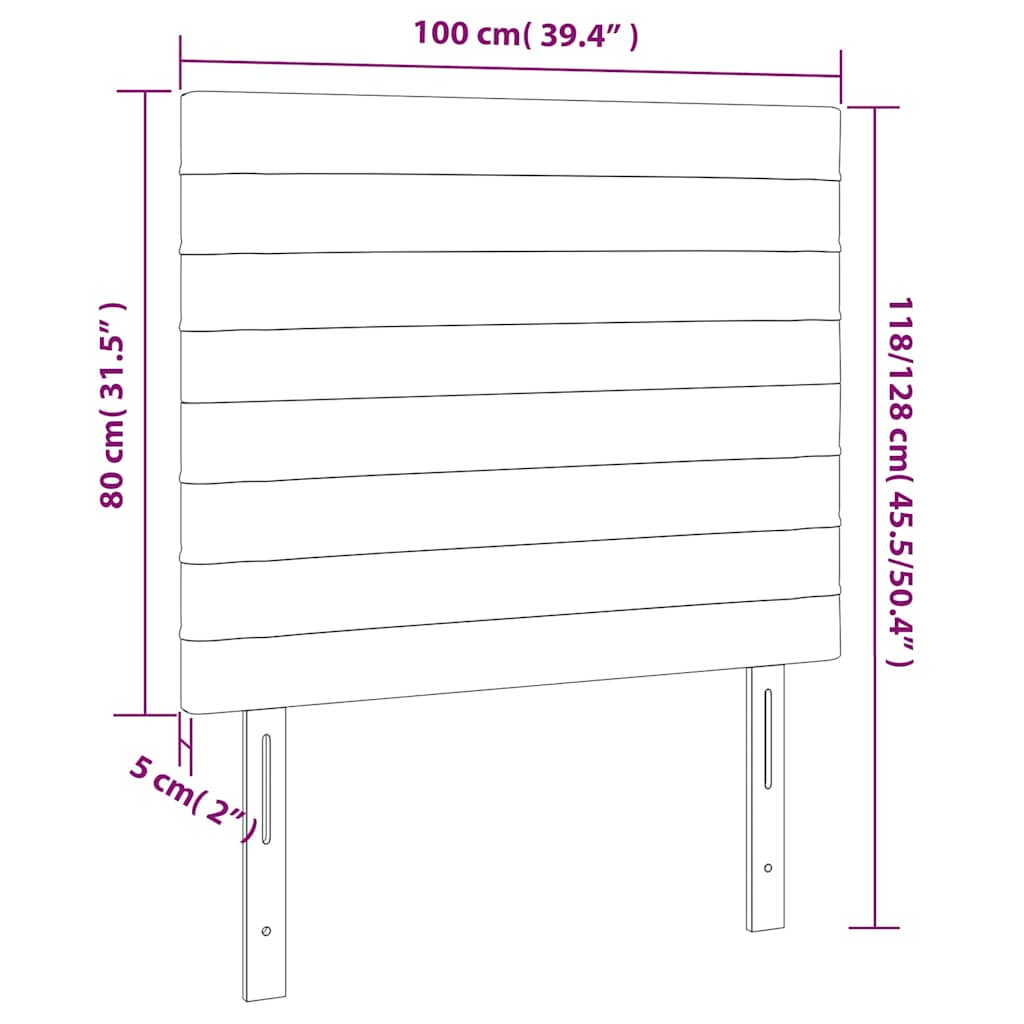 Kopfteil Hellgrau 80x5x118/128 cm Samt