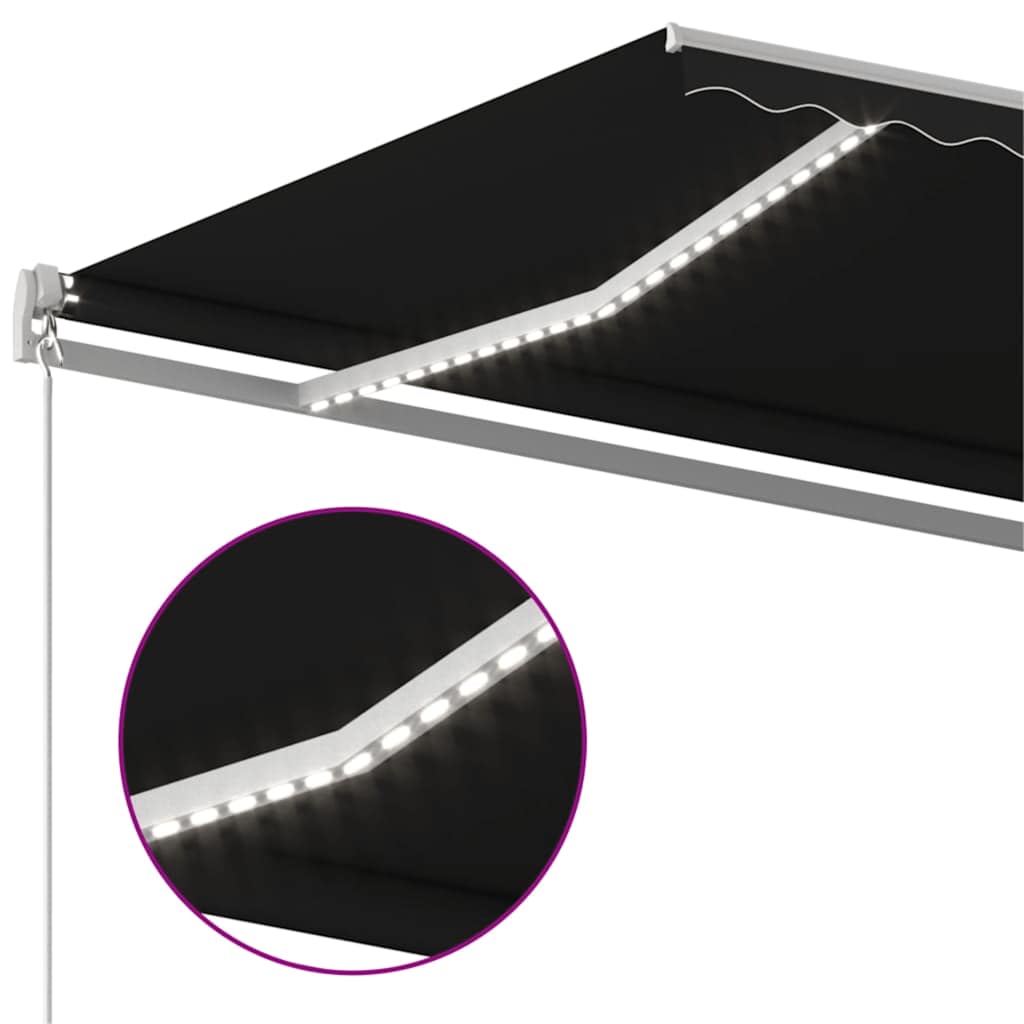 Markise Manuell Einziehbar mit LED 300x250 cm Blau und Weiß