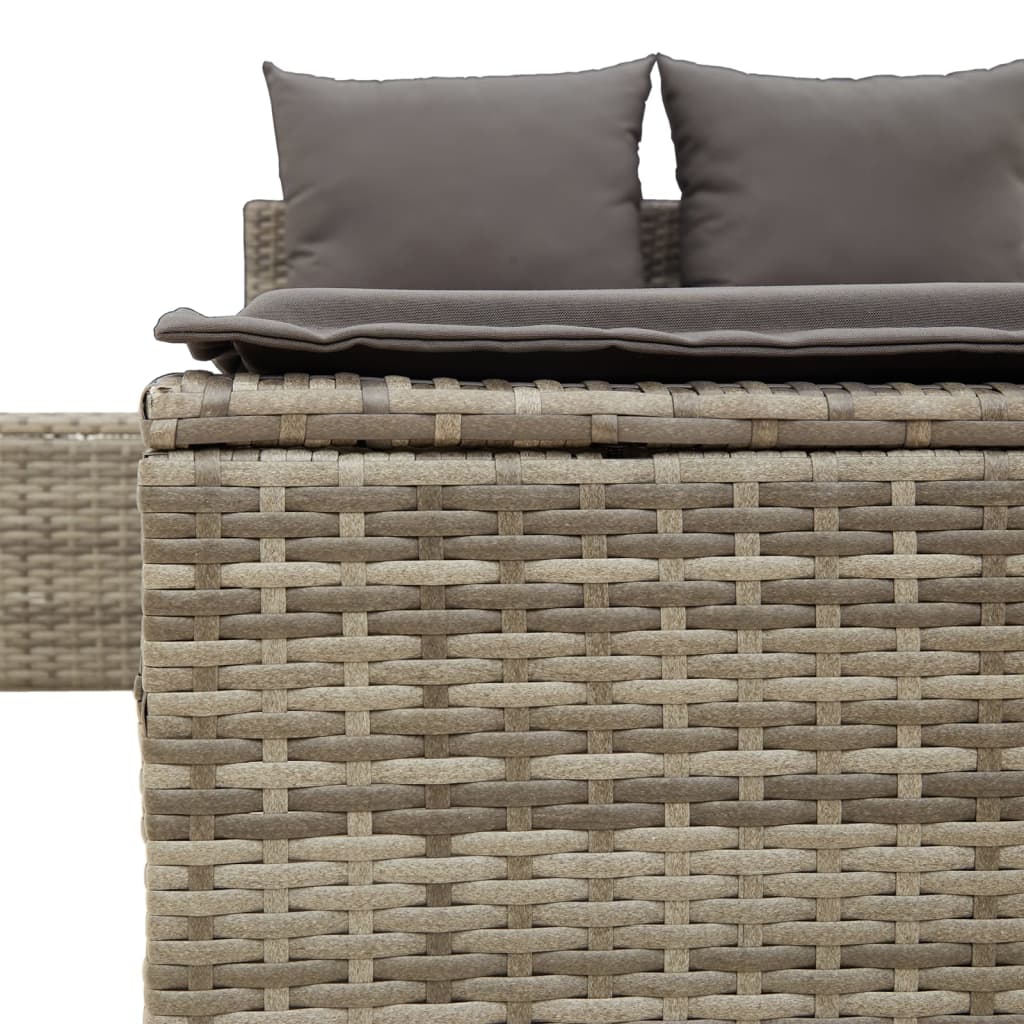 Doppel-Sonnenliege mit Auflagen Beige Poly Rattan