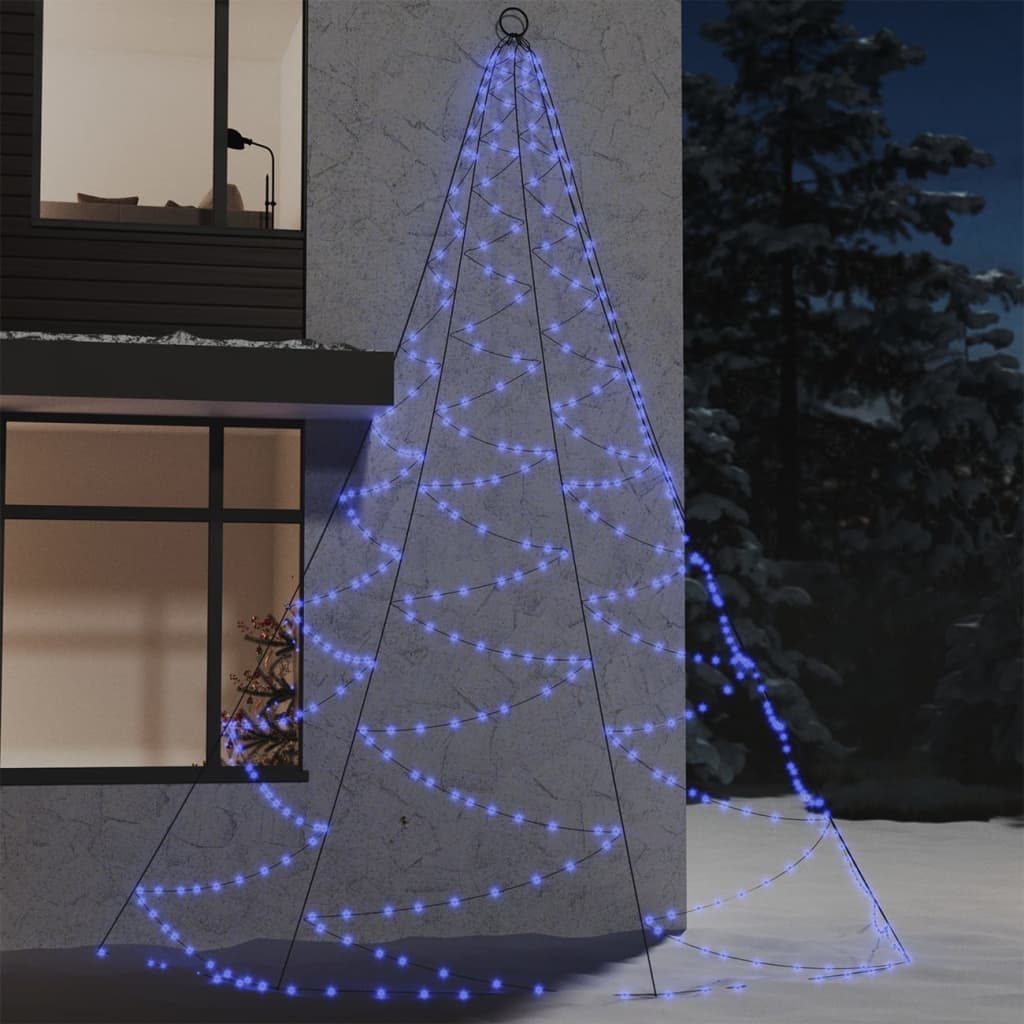 Weihnachtsbaum an der Wand mit Metallhaken 260 LED Blau 3 m