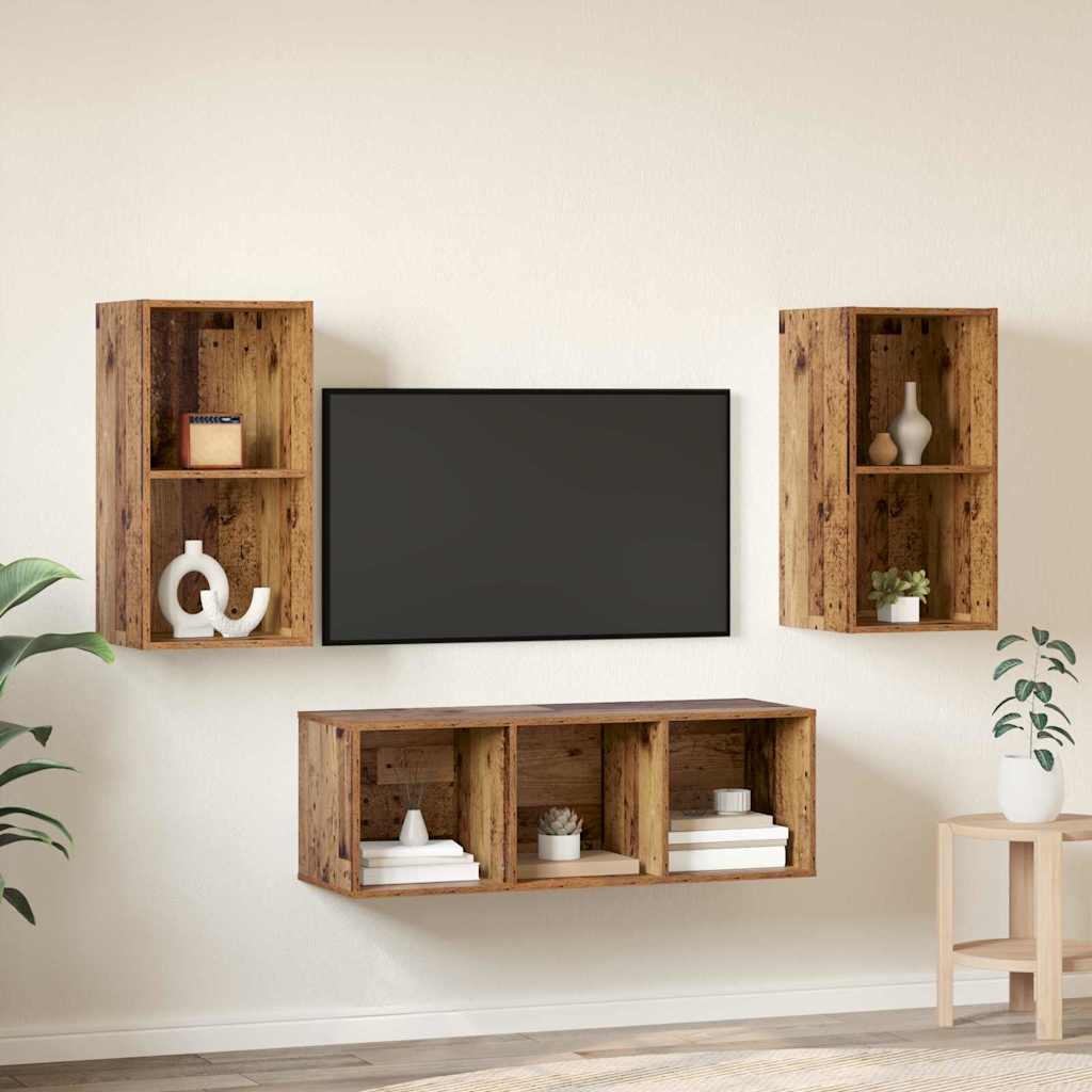 3-tlg. TV-Schrank-Set Weiß Holzwerkstoff