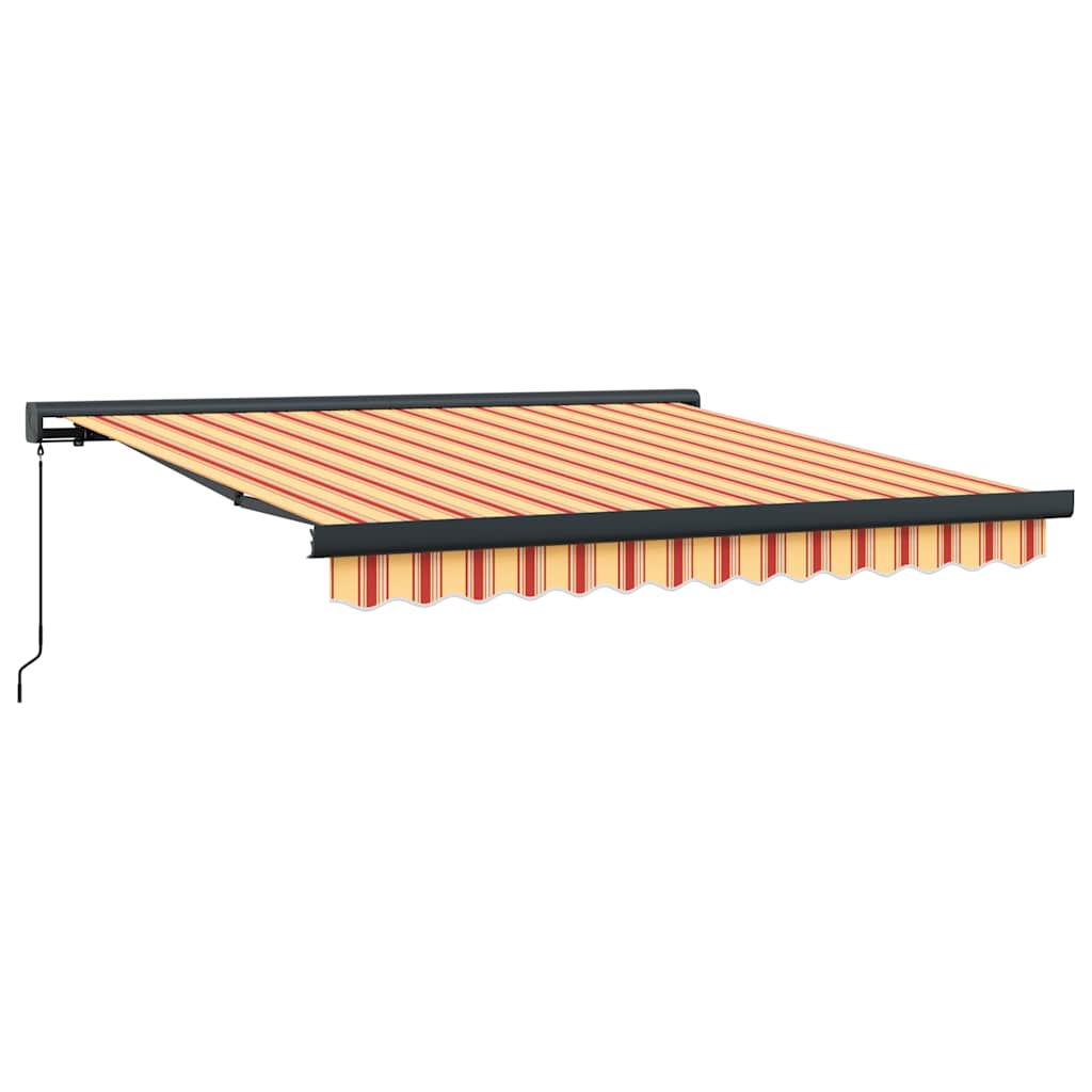 Markise Einziehbar Blau und Weiß 4x3 m Stoff und Aluminium