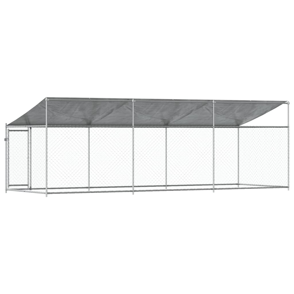 Hundezwinger mit Dach und Tür Grau 2x2x2 m Verzinkter Stahl
