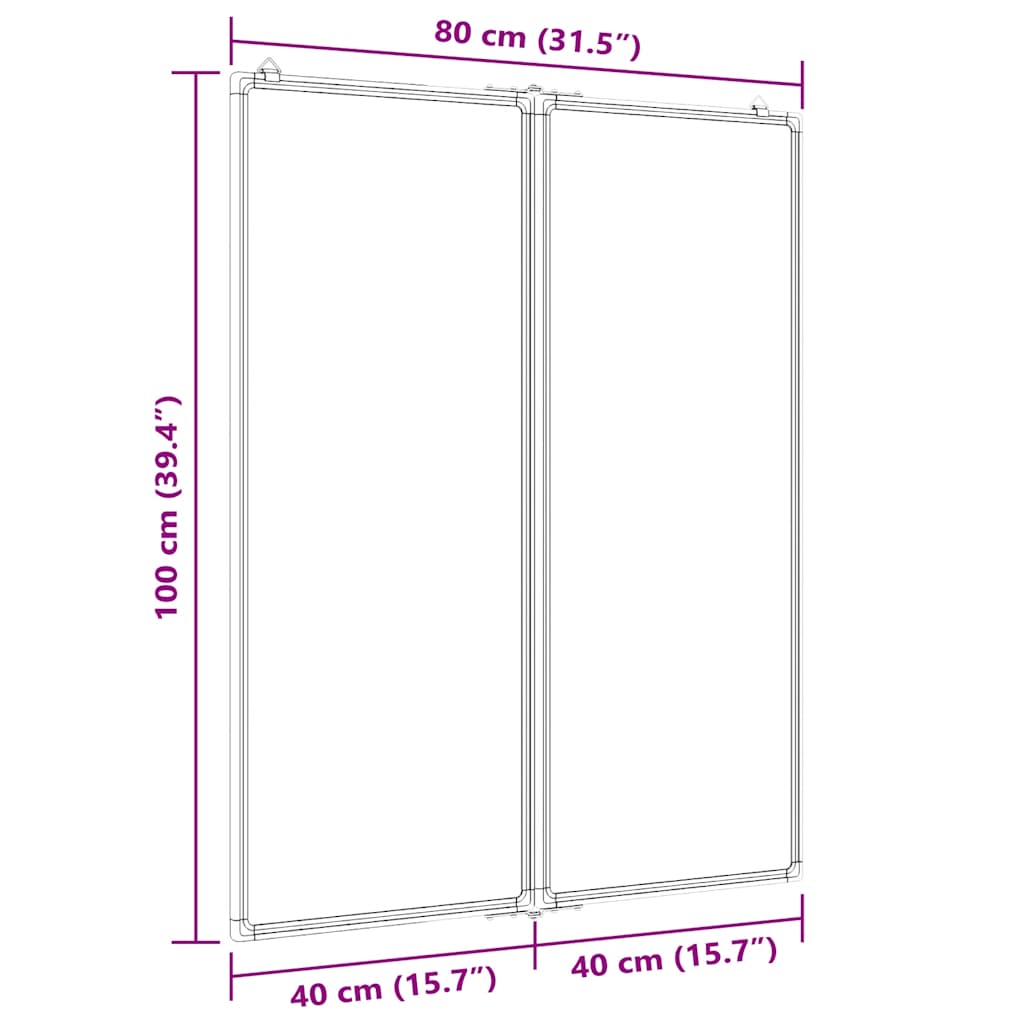 Magnetisches Whiteboard Klappbar 80x80x1,7 cm Aluminium