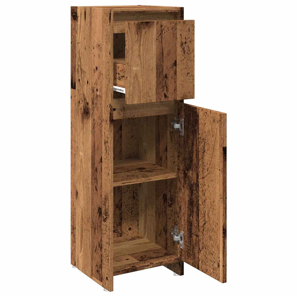 Badezimmerschrank Weiß 30x30x95 cm Holzwerkstoff