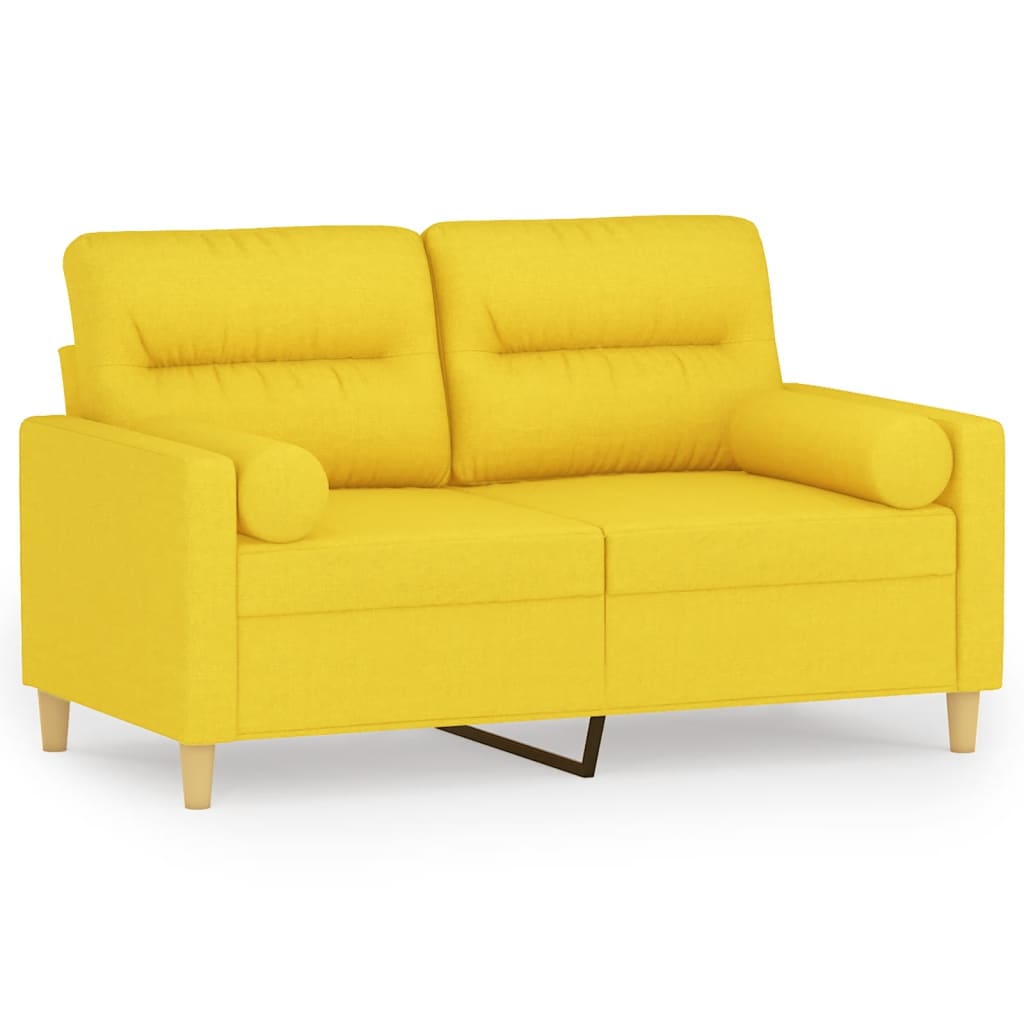2-Sitzer-Sofa mit Zierkissen Braun 120 cm Stoff