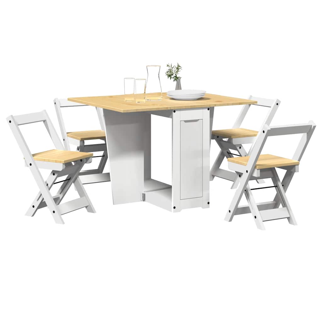 5-tlg. Butterfly-Esstisch-Set Corona Wachsbraun Kiefernholz
