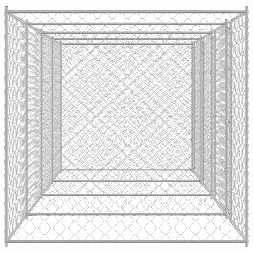 Hundezwinger mit Tür Grau 2x2x1,5 m Verzinkter Stahl