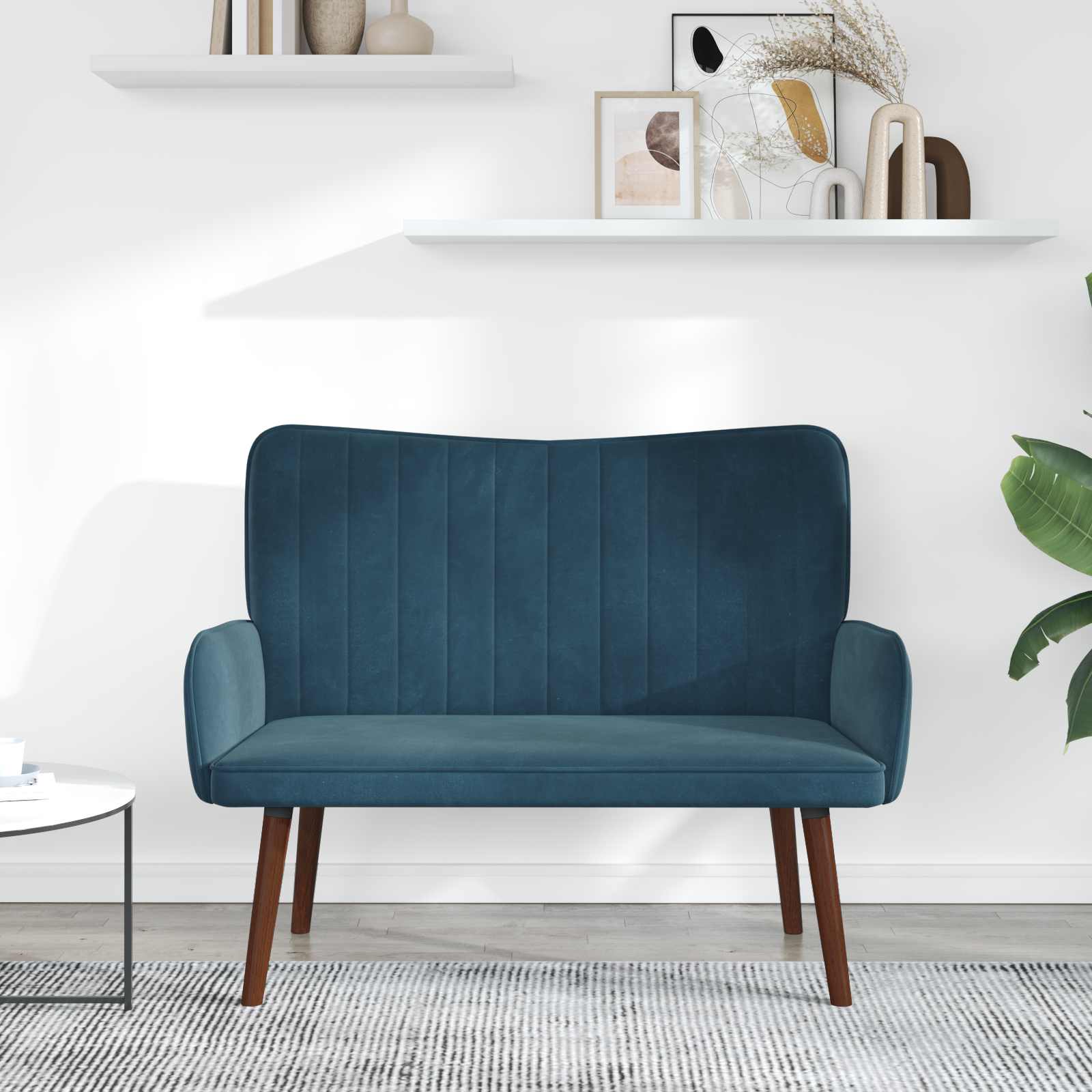 2-Sitzer Sofa Hellgrau 115 x 61 x 87 cm Samt (V)