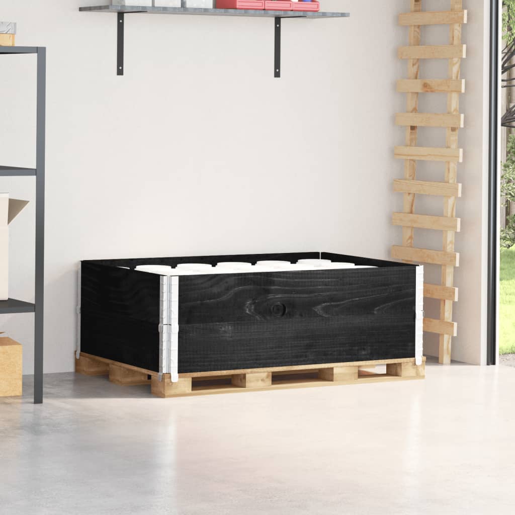 Paletten-Aufsatzrahmen Schwarz 80x60 cm Massivholz Kiefer