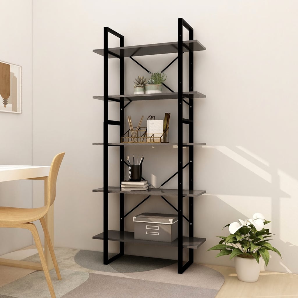 Bücherregal 5 Fächer Weiß 40x30x175 cm Holzwerkstoff