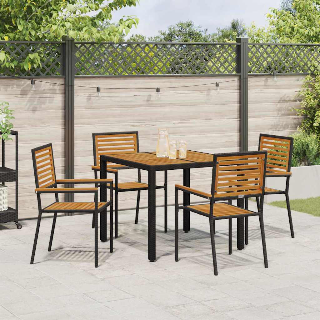 Garten Essgruppe 3 pcs Schwarz und Braun Poly-Rattan