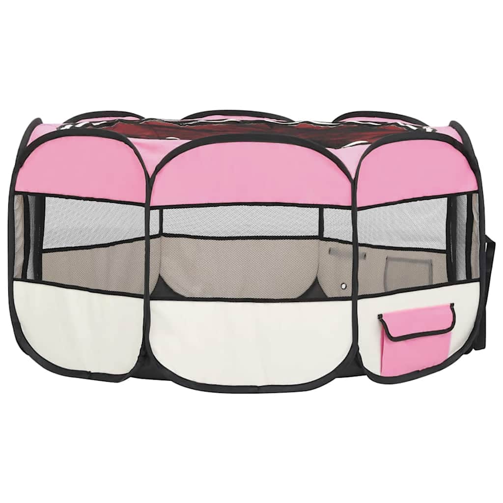 Faltbarer Welpenlaufstall mit Tragetasche Schwarz 90x90x58 cm