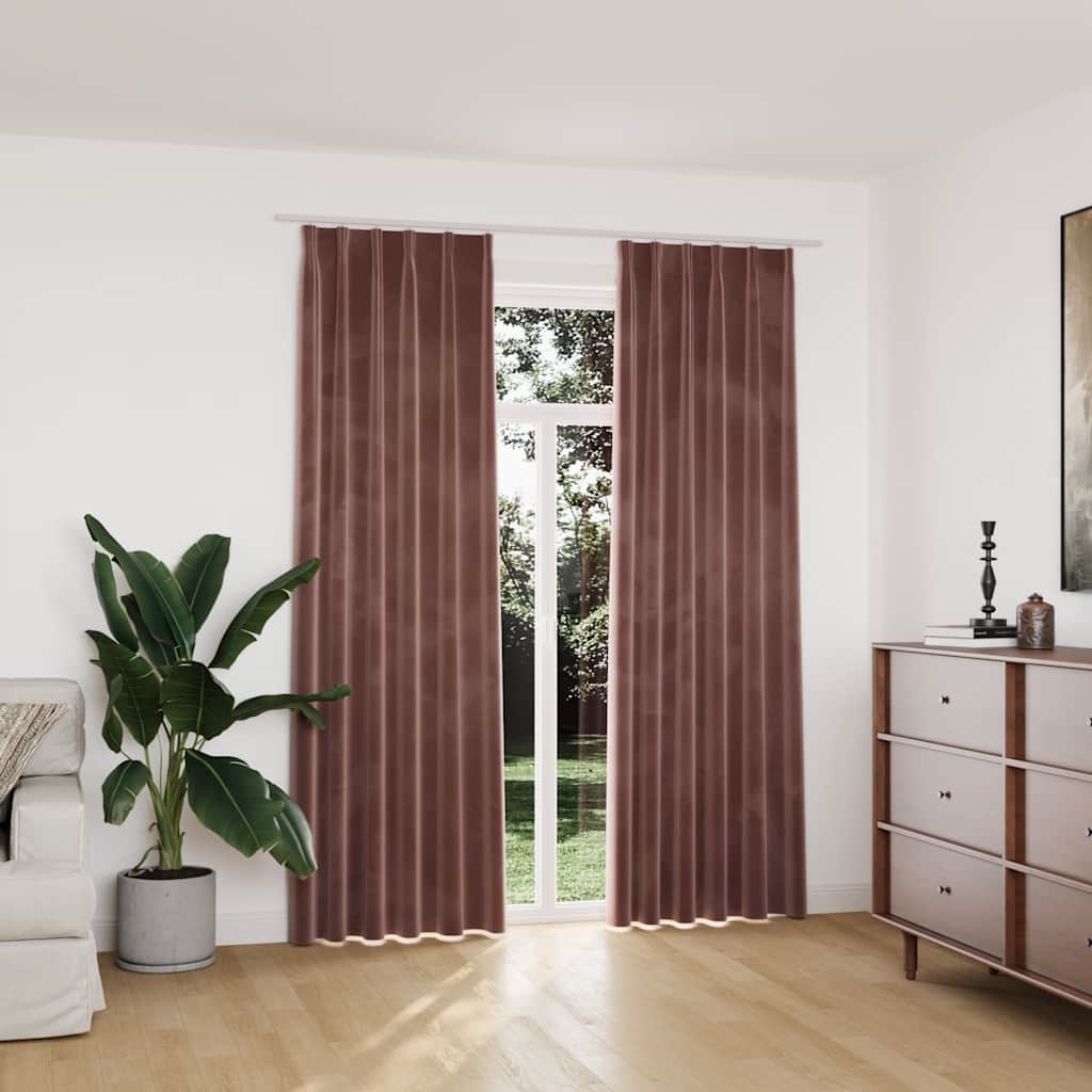 Verdunkelungsvorhänge mit Haken 2 Stk. Samt Schwarz 140x175 cm