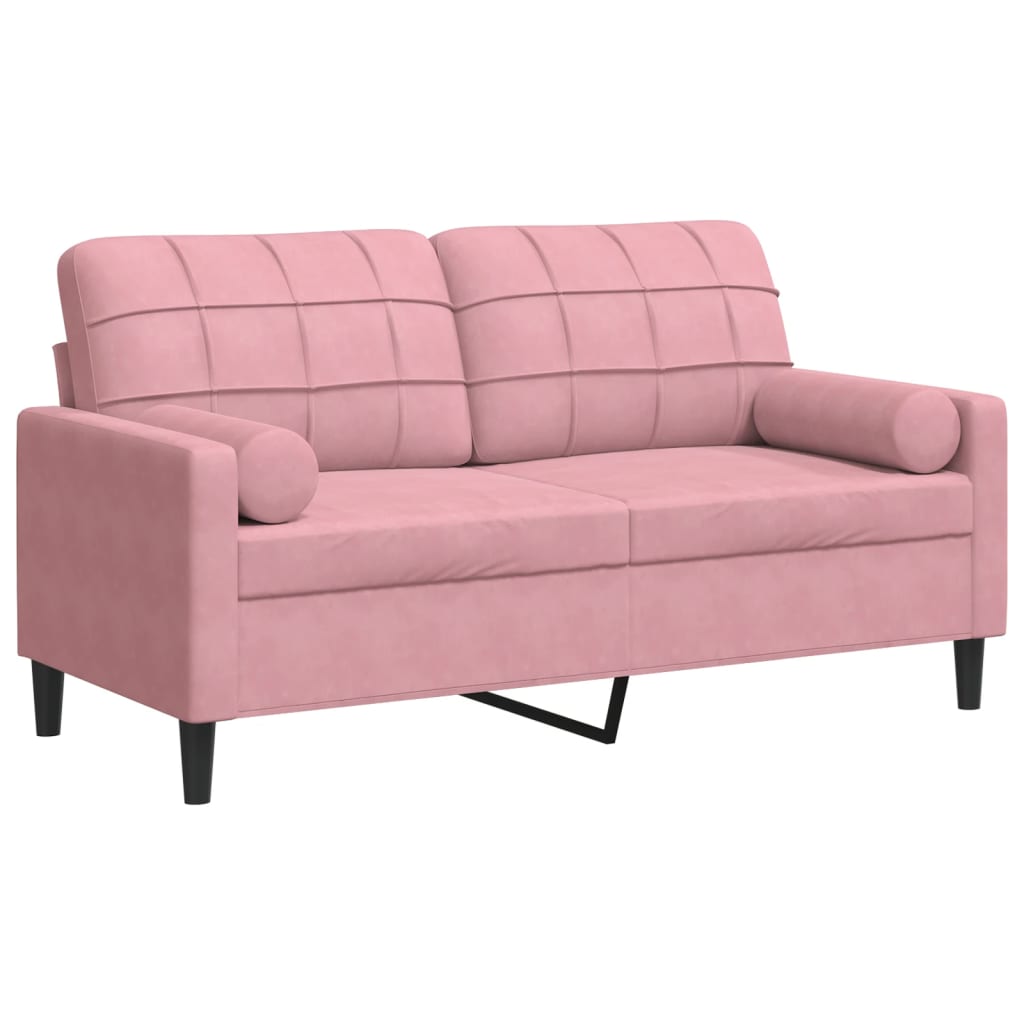 2-Sitzer-Sofa mit Zierkissen Hellgrau 120 cm Samt
