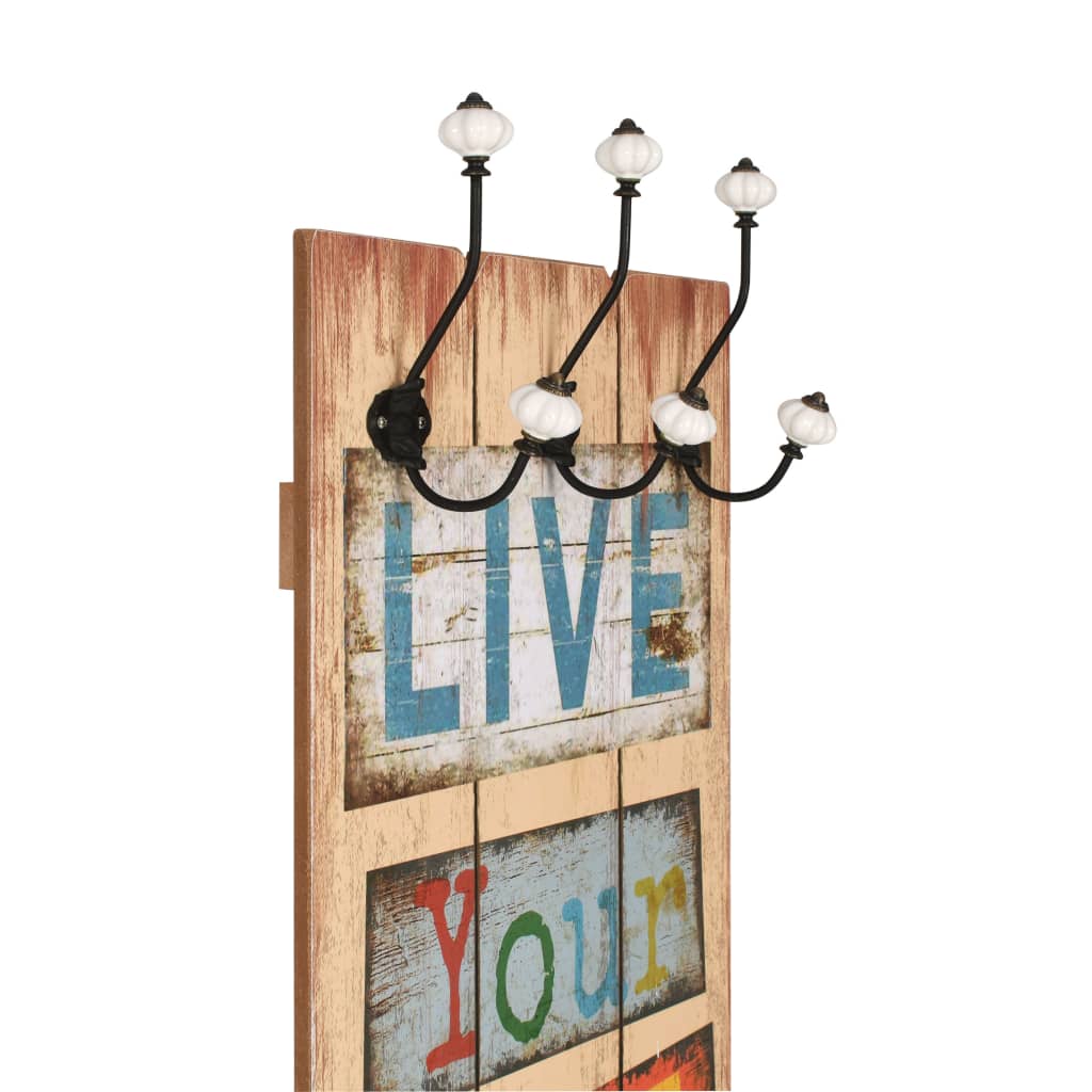 Wandgarderobe mit 6 Haken 120 x 40 cm "HOME IS