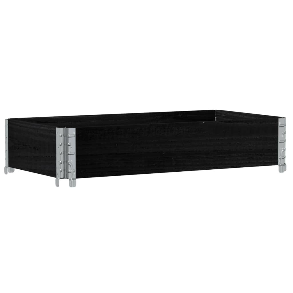 Paletten-Aufsatzrahmen Schwarz 80x60 cm Massivholz Kiefer