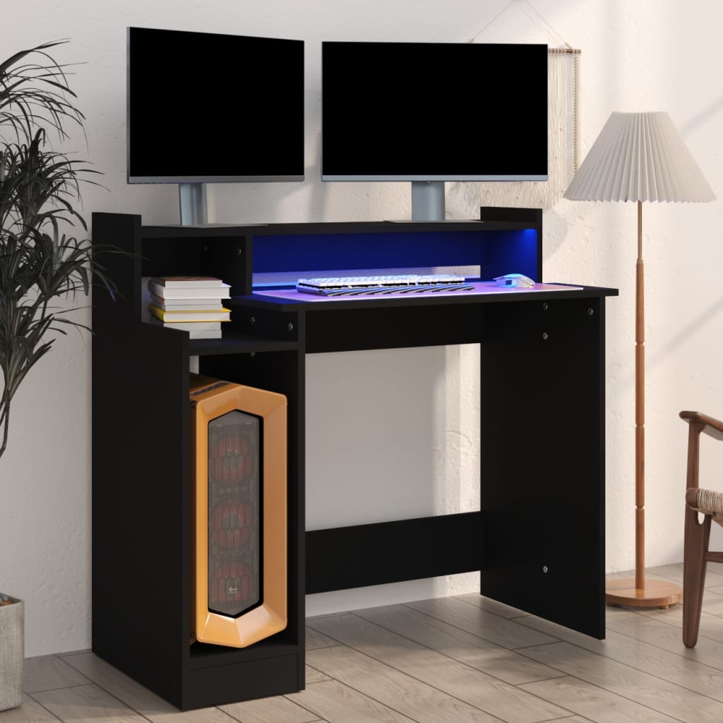 Schreibtisch mit LEDs Weiß 97x45x90 cm Holzwerkstoff