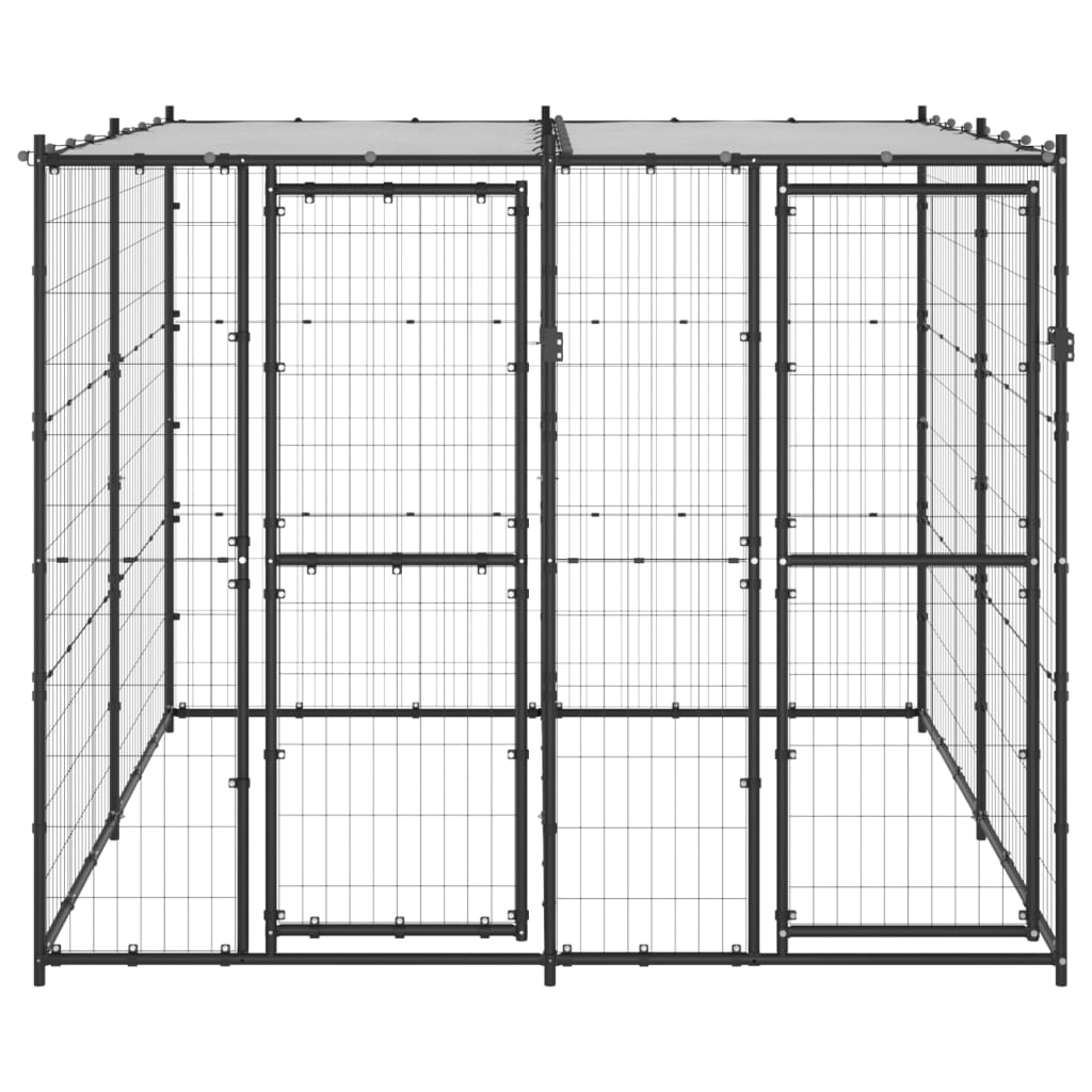 Outdoor-Hundezwinger Stahl mit Überdachung 110x220x180 cm