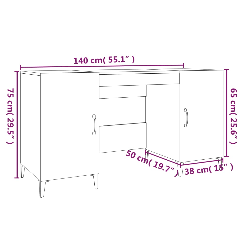 Schreibtisch mit Tür Altholz 140 x 50 x 75 cm Holzwerkstoff