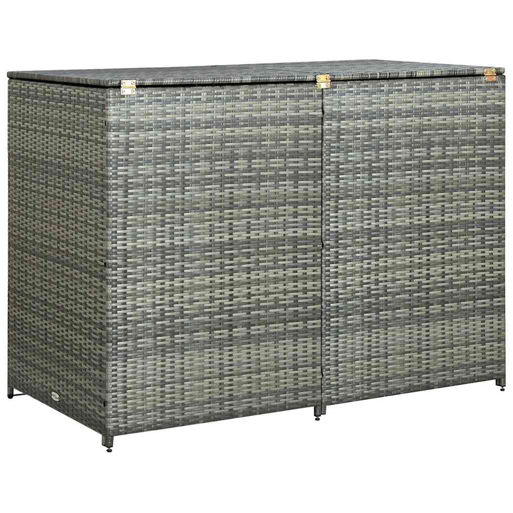 Mülltonnenbox für 2 Tonnen Poly Rattan Schwarz 148x80x111 cm