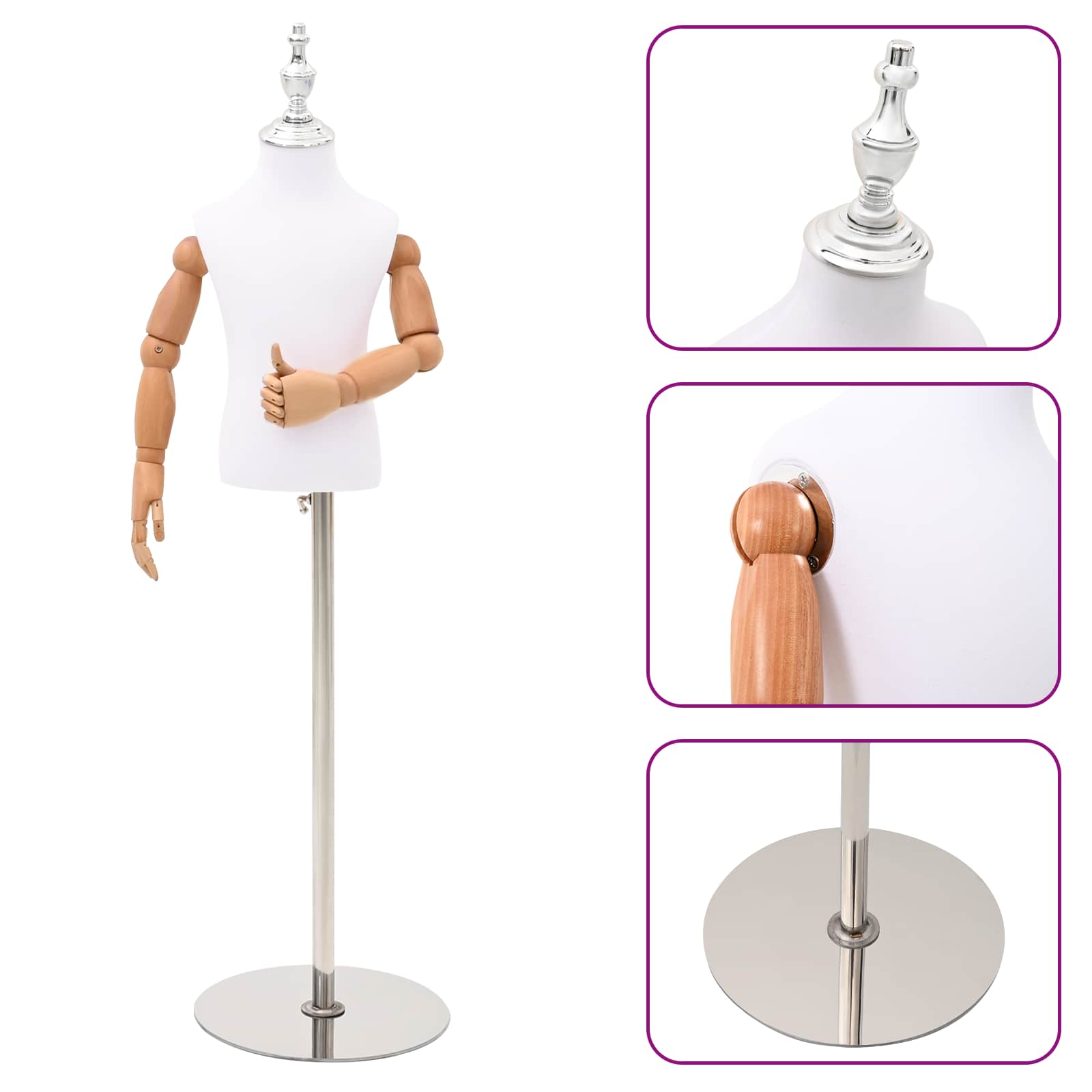 Verstellbares 120-150 cm Mannequin mit Basis Unisex PP Weiß