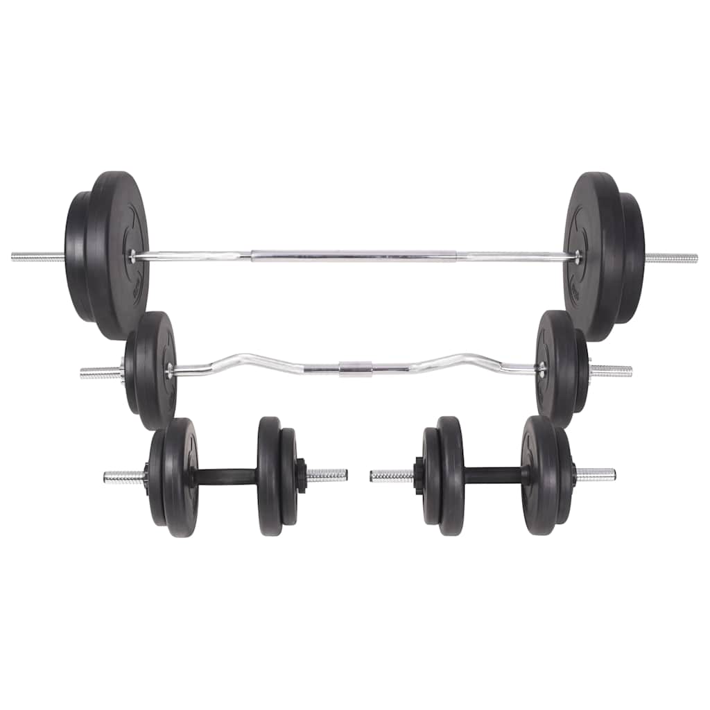 Hantelbank mit Ablage, Langhantel und Kurzhantel Set 60,5 kg