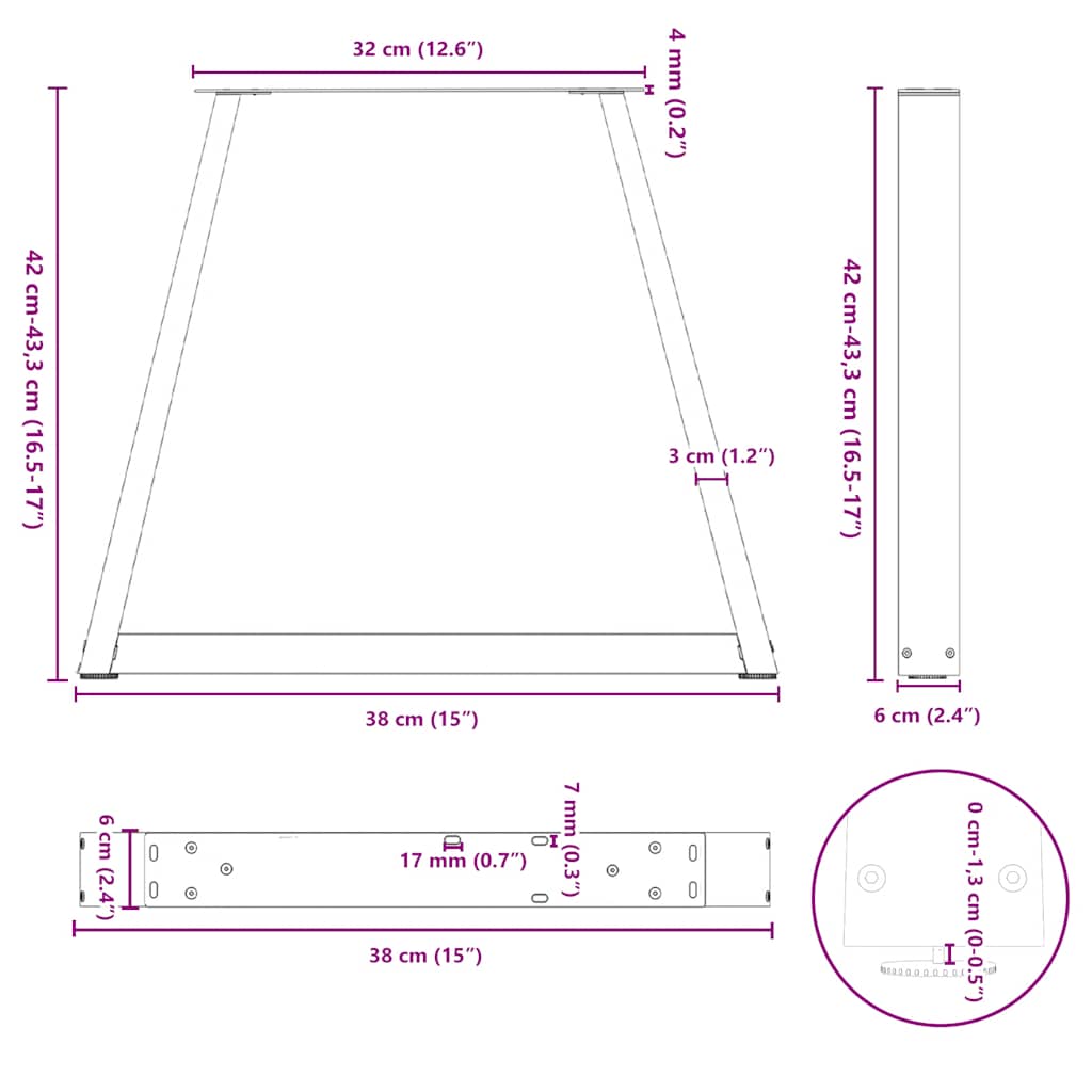 Couchtischbeine V-Form 2 Stück Schwarz 30x(30-31,3) cm Stahl