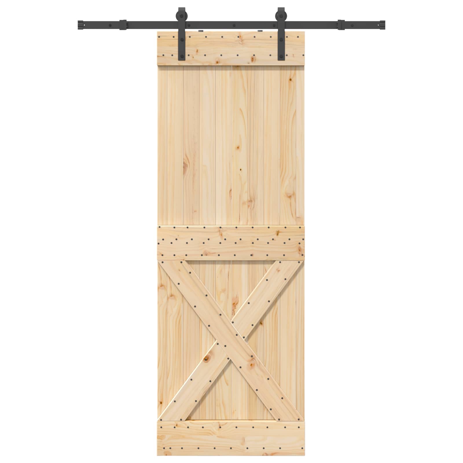 Schiebetür NARVIK Natürlich und Schwarz 70 x 210 cm (152,5 cm)