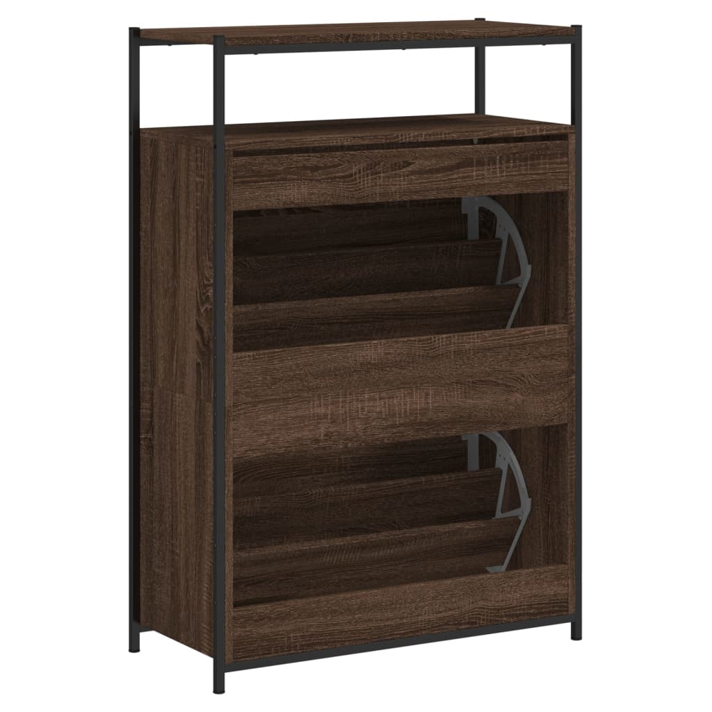 Schuhschrank mit 4 Klappen Sonoma-Eiche 100x34x112 cm