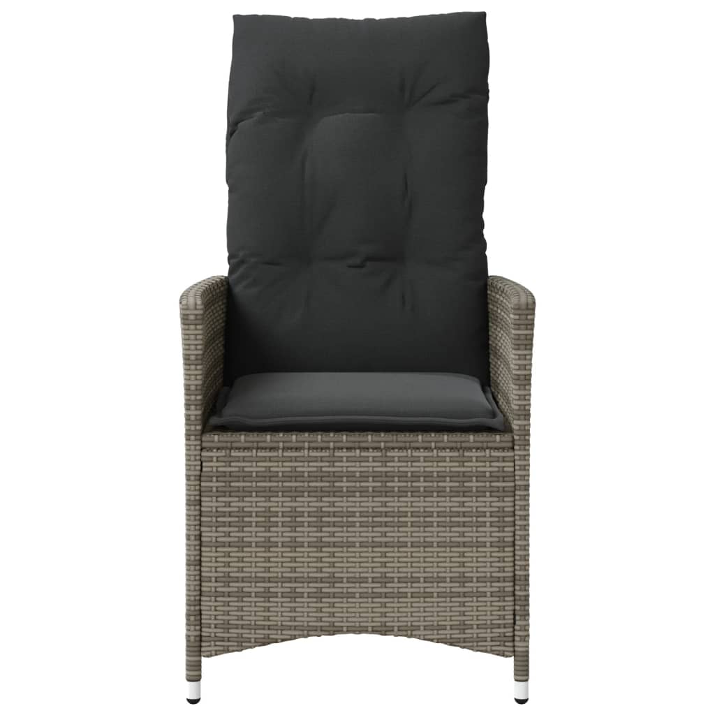 Gartensessel Verstellbar mit Kissen Schwarz Poly Rattan