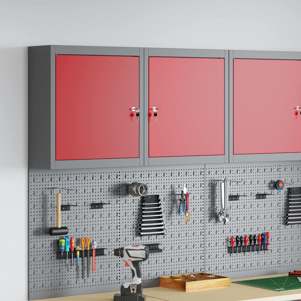 Werkzeugschrank mit Regal Schwarz und Grau 55 x 55 x 55 cm