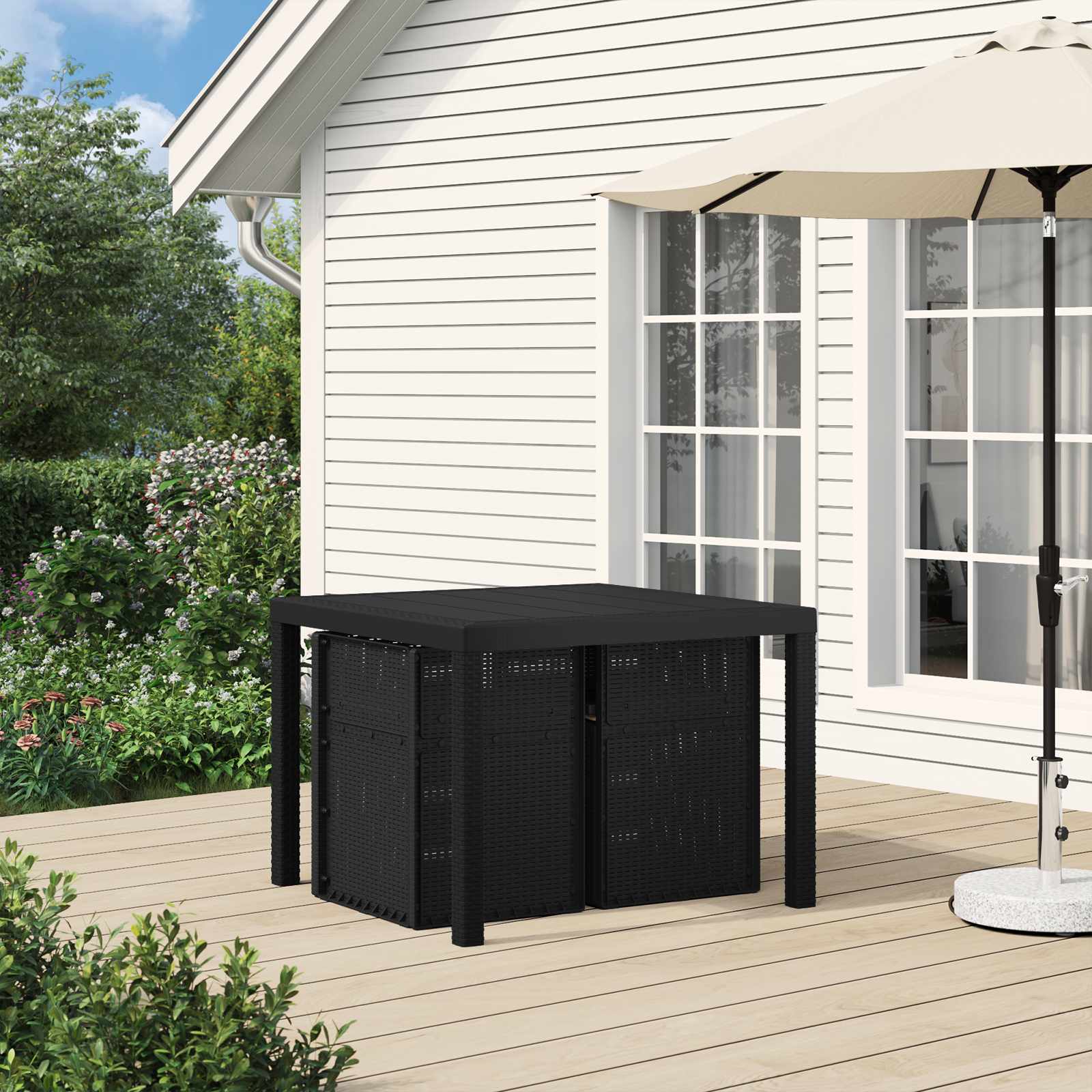 Garten Esszimmerstühle 2 pcs Weiß und Hellgrau PP